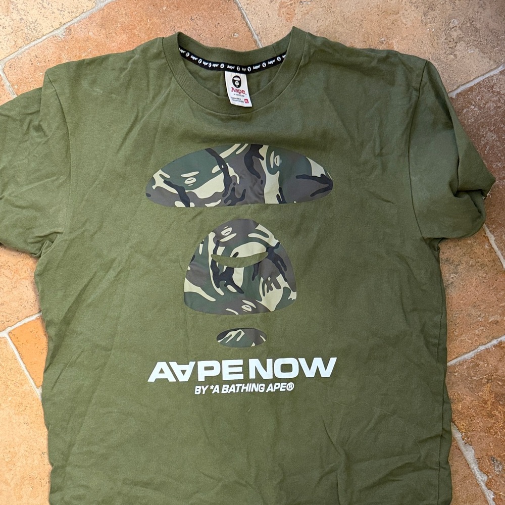 AAPE NOW Olive Green Camouflage Logo Tee fits large